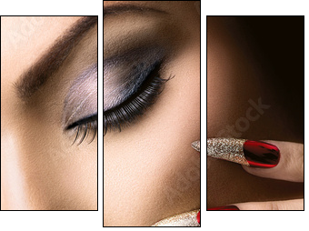 Fashion Beauty Model Girl. Manicure and Make-up - Dreiteiliges Leinwandbild, Triptychon