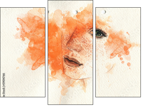 Beautiful woman. watercolor illustration - Dreiteiliges Leinwandbild, Triptychon