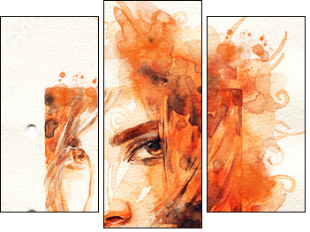 Beautiful woman. watercolor illustration - Dreiteiliges Leinwandbild, Triptychon