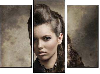 sexy dark lady with rock style - Dreiteiliges Leinwandbild, Triptychon