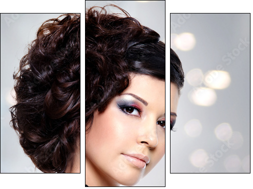 Young beautiful woman with modern hairstyle - Dreiteiliges Leinwandbild, Triptychon