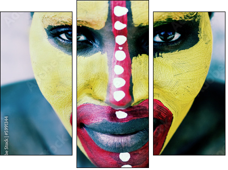 Young African woman painted traditional, lomography  look - Dreiteiliges Leinwandbild, Triptychon