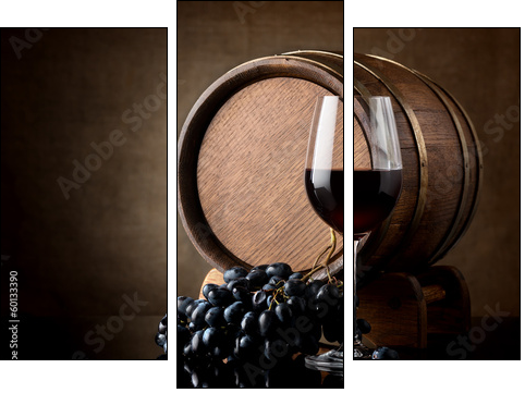 Glass and barrel - Dreiteiliges Leinwandbild, Triptychon