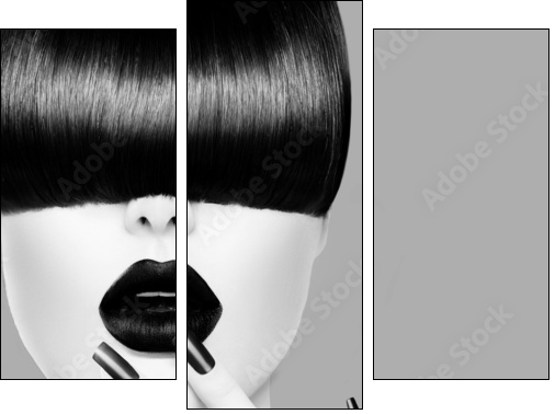 High Fashion Black and White Model Girl Portrait - Dreiteiliges Leinwandbild, Triptychon