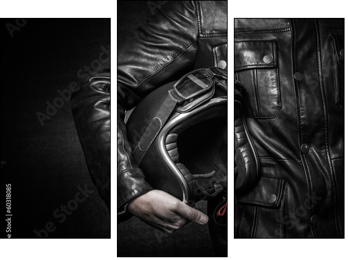 Equipement de sÃ©curitÃ© motard - Dreiteiliges Leinwandbild, Triptychon