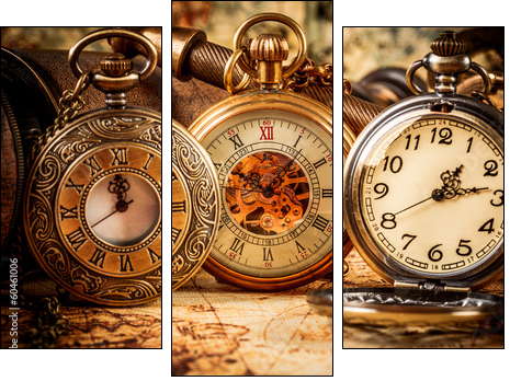 Vintage pocket watch - Dreiteiliges Leinwandbild, Triptychon