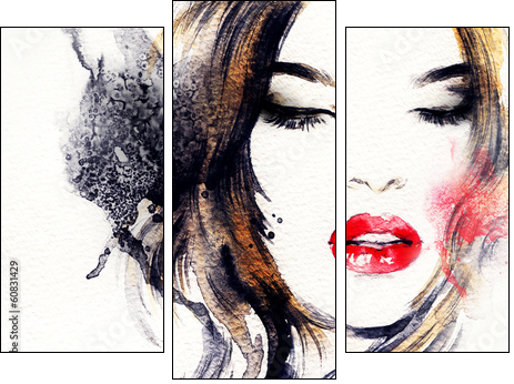 abstract  woman portrait - Dreiteiliges Leinwandbild, Triptychon