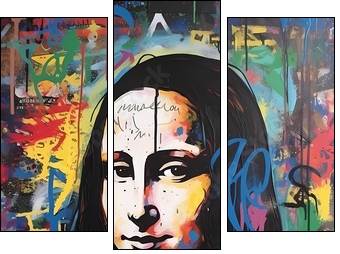 Mona Lisa | Graffiti | Pop Art - Dreiteiliges Leinwandbild, Triptychon