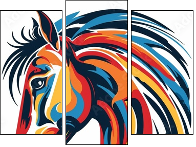 Abstract horse illustration. - Dreiteiliges Leinwandbild, Triptychon