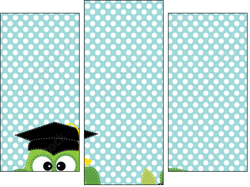 Owl with graduation cap sitting on branch - Dreiteiliges Leinwandbild, Triptychon