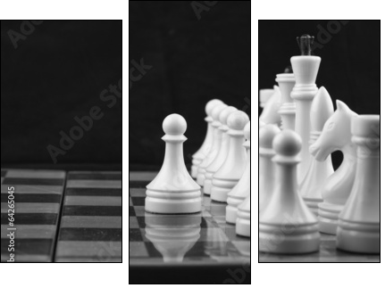 Chess white on black - Dreiteiliges Leinwandbild, Triptychon