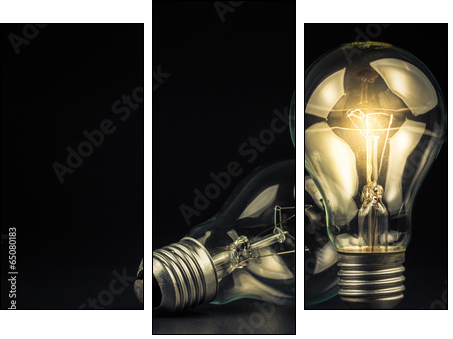 Light bulbs - Dreiteiliges Leinwandbild, Triptychon