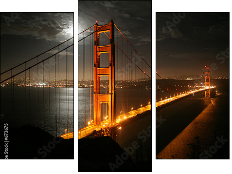 golden gate - Dreiteiliges Leinwandbild, Triptychon