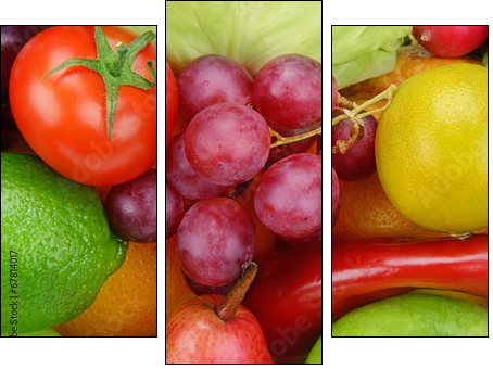 bright background  of vegetables and fruits - Dreiteiliges Leinwandbild, Triptychon