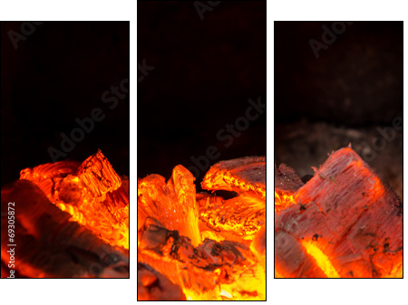 Hot coals in the Fire - Dreiteiliges Leinwandbild, Triptychon
