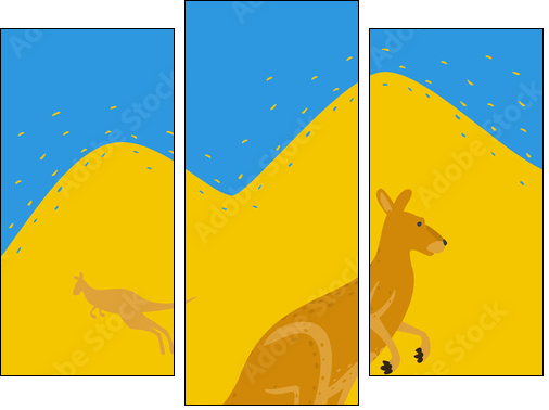 Australian Kangaroo Outdoors - Dreiteiliges Leinwandbild, Triptychon