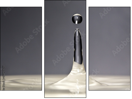 Schwebende Wassertropfen WeiÃ/ Schwarz - Dreiteiliges Leinwandbild, Triptychon