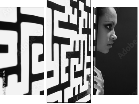The girl and a shone pattern - Dreiteiliges Leinwandbild, Triptychon