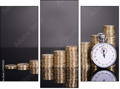 Time is money concept - Dreiteiliges Leinwandbild, Triptychon