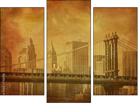 vintage grunge image of new york city - Dreiteiliges Leinwandbild, Triptychon