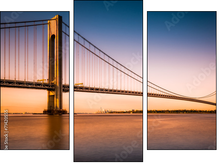 Verrazano-Narrows Bridge at sunset as viewed from Long Island - Dreiteiliges Leinwandbild, Triptychon
