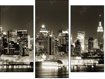 Manhattan West side at night - Dreiteiliges Leinwandbild, Triptychon