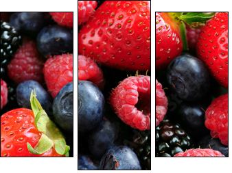 Assorted fresh berries - Dreiteiliges Leinwandbild, Triptychon