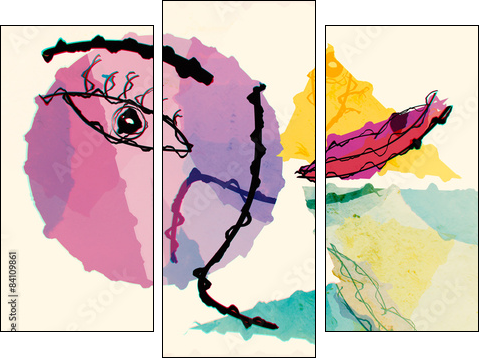 Abstract Print - Dreiteiliges Leinwandbild, Triptychon