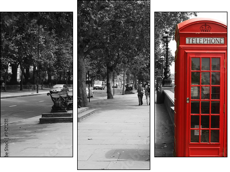 London Telephone Booth - Dreiteiliges Leinwandbild, Triptychon