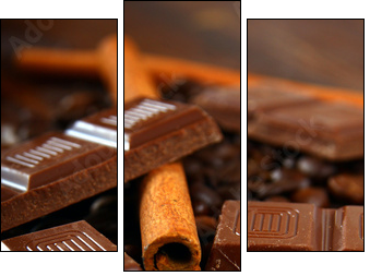 schokolade,zimt,kaffeebohnen - Dreiteiliges Leinwandbild, Triptychon