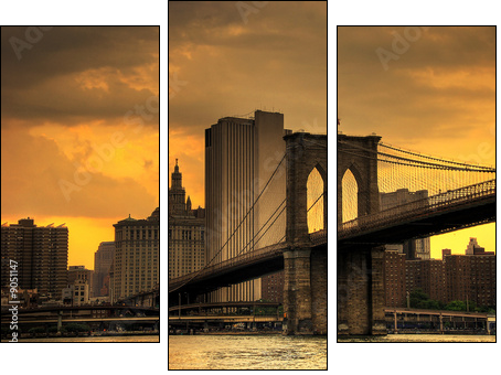 brooklyn bridge sunset - Dreiteiliges Leinwandbild, Triptychon