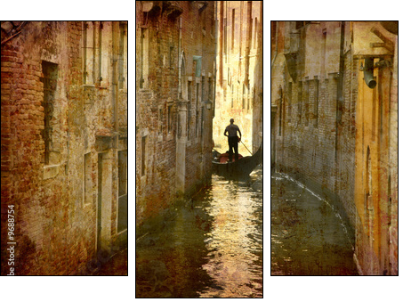 Postcard from Italy. - Gondola - Venice. - Dreiteiliges Leinwandbild, Triptychon