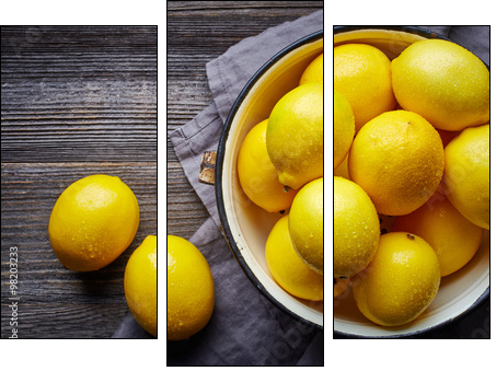fresh wet lemons - Dreiteiliges Leinwandbild, Triptychon