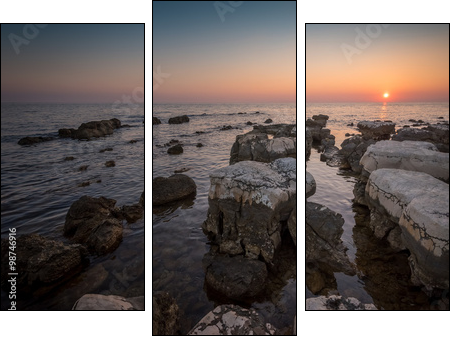 Sunset Over the Sea with Rocks in Foreground - Dreiteiliges Leinwandbild, Triptychon