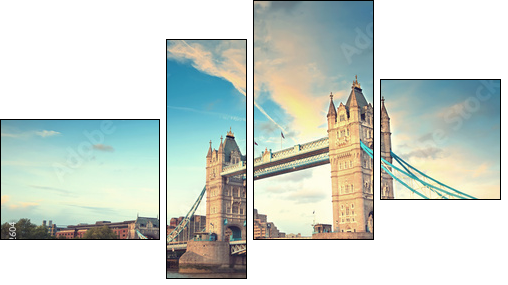 Tower bridge at sunset, London - Vierteiliges Leinwandbild, Viertychon