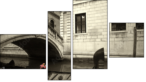 pink flowers and gondola - Vierteiliges Leinwandbild, Viertychon