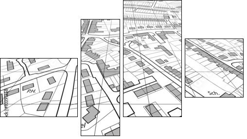 Angled map - Vierteiliges Leinwandbild, Viertychon