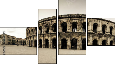 Les arÃ¨nes de NÃ®mes - Vierteiliges Leinwandbild, Viertychon