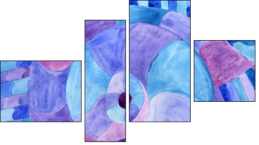 Watercolor Nautilus Picasso in blue. Sea theme watercolor. Sea Picasso. - Vierteiliges Leinwandbild, Viertychon