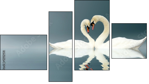 Love Swans - Vierteiliges Leinwandbild, Viertychon