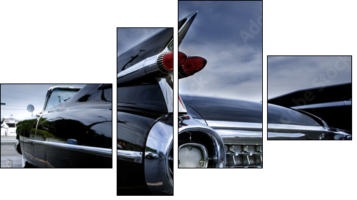 Tail Lamp Of A Classic Car - Vierteiliges Leinwandbild, Viertychon