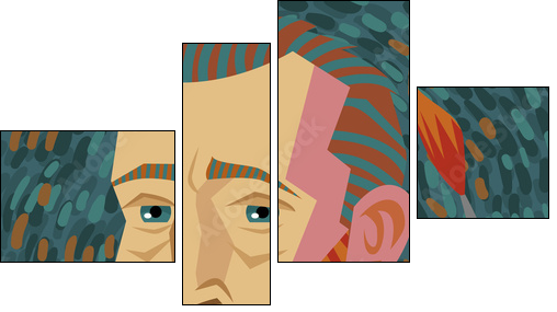 van gogh painter face drawing - Vierteiliges Leinwandbild, Viertychon