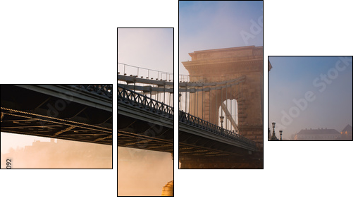 Budapest chain bridge - Vierteiliges Leinwandbild, Viertychon