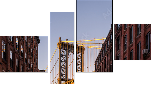 Manhattan Bridge viewed from Brooklyn street - Vierteiliges Leinwandbild, Viertychon