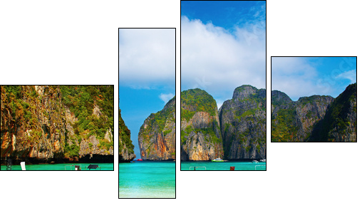 Tropical beach, Maya Bay, Thailand - Vierteiliges Leinwandbild, Viertychon