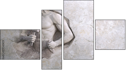 epic background of athletic man cuts his sports body of marble stone - Vierteiliges Leinwandbild, Viertychon