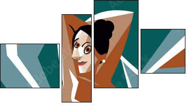 cubist woman painting - Vierteiliges Leinwandbild, Viertychon