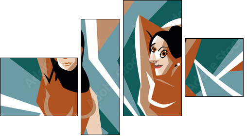 cubist women painting - Vierteiliges Leinwandbild, Viertychon