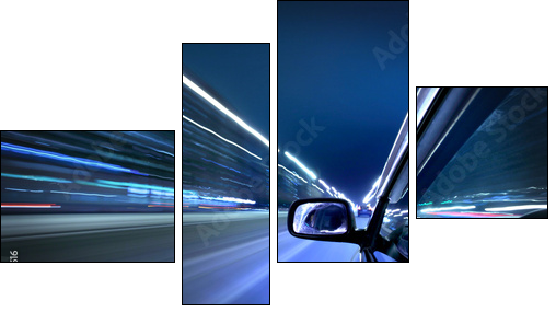 night car drive - Vierteiliges Leinwandbild, Viertychon