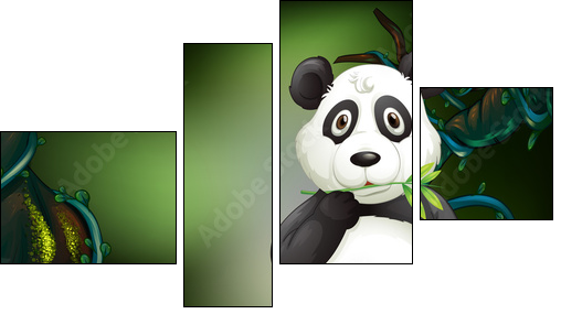 Panda standing in deep forest - Vierteiliges Leinwandbild, Viertychon
